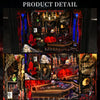 A detailed diorama of a gothic vampire scene featuring wooden furniture, skulls, and red lighting for a DIY book nook kit.