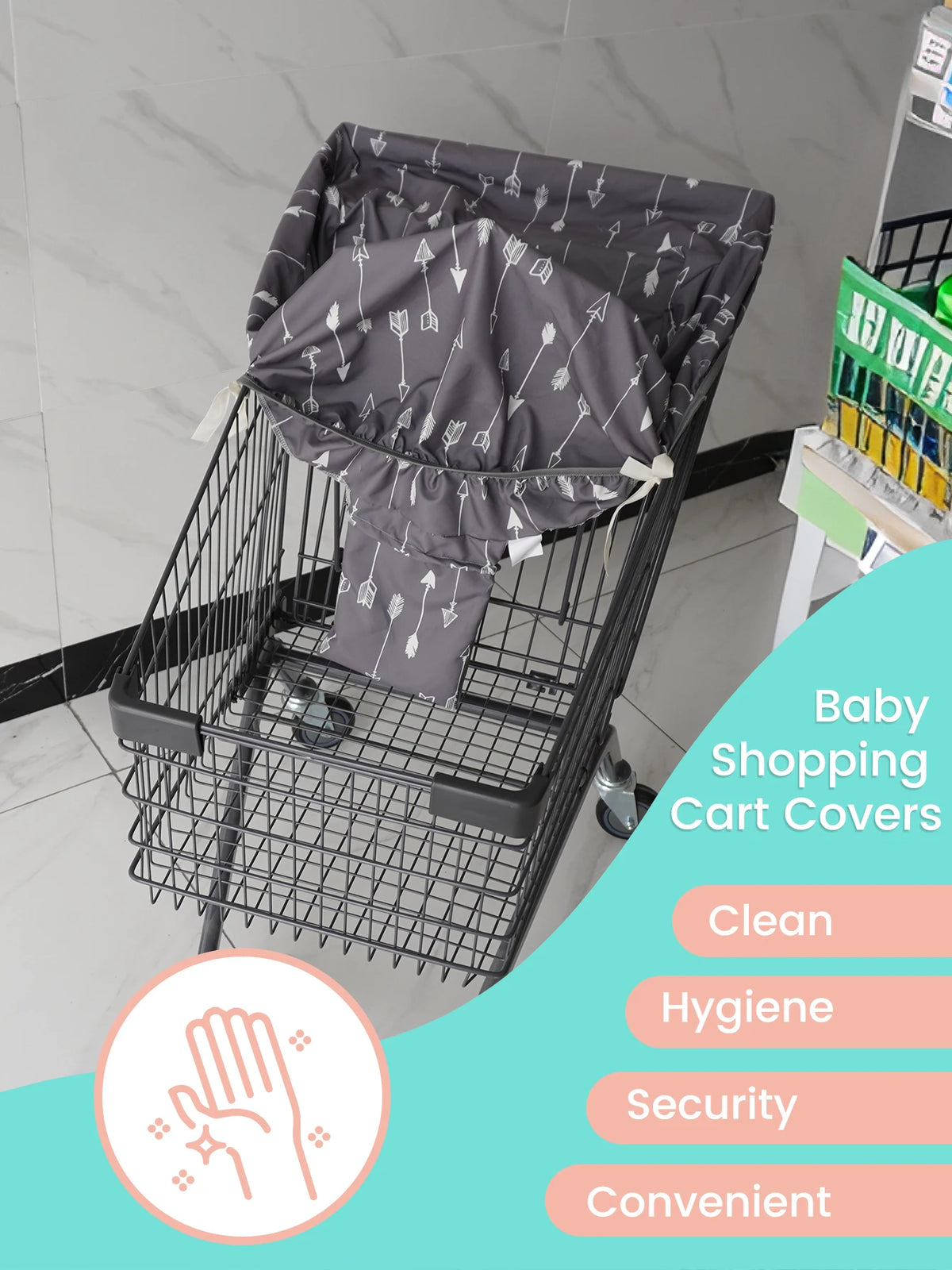 Waterproof Baby Shopping Cart Seat Cover with Travel Bag