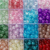 A grid of colorful 8mm glass crackle beads for jewelry making in various shades including pink, blue, green, and purple.