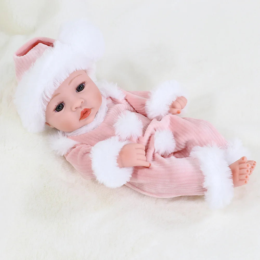 Lifelike 12-Inch Reborn Baby Doll with Outfit – Soft Vinyl, Huggable & Cute