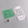 A green and white 6-in-1 DIY solar robot kit for kids showing various tools and components.