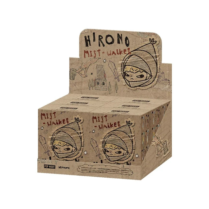 A box of POP MART Hirono Mist-Walker series blind boxes featuring a character design.