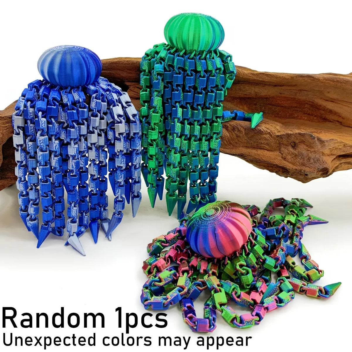 Random 1 piece colorful octopus desktop statue with vibrant blue green and pink tentacles
