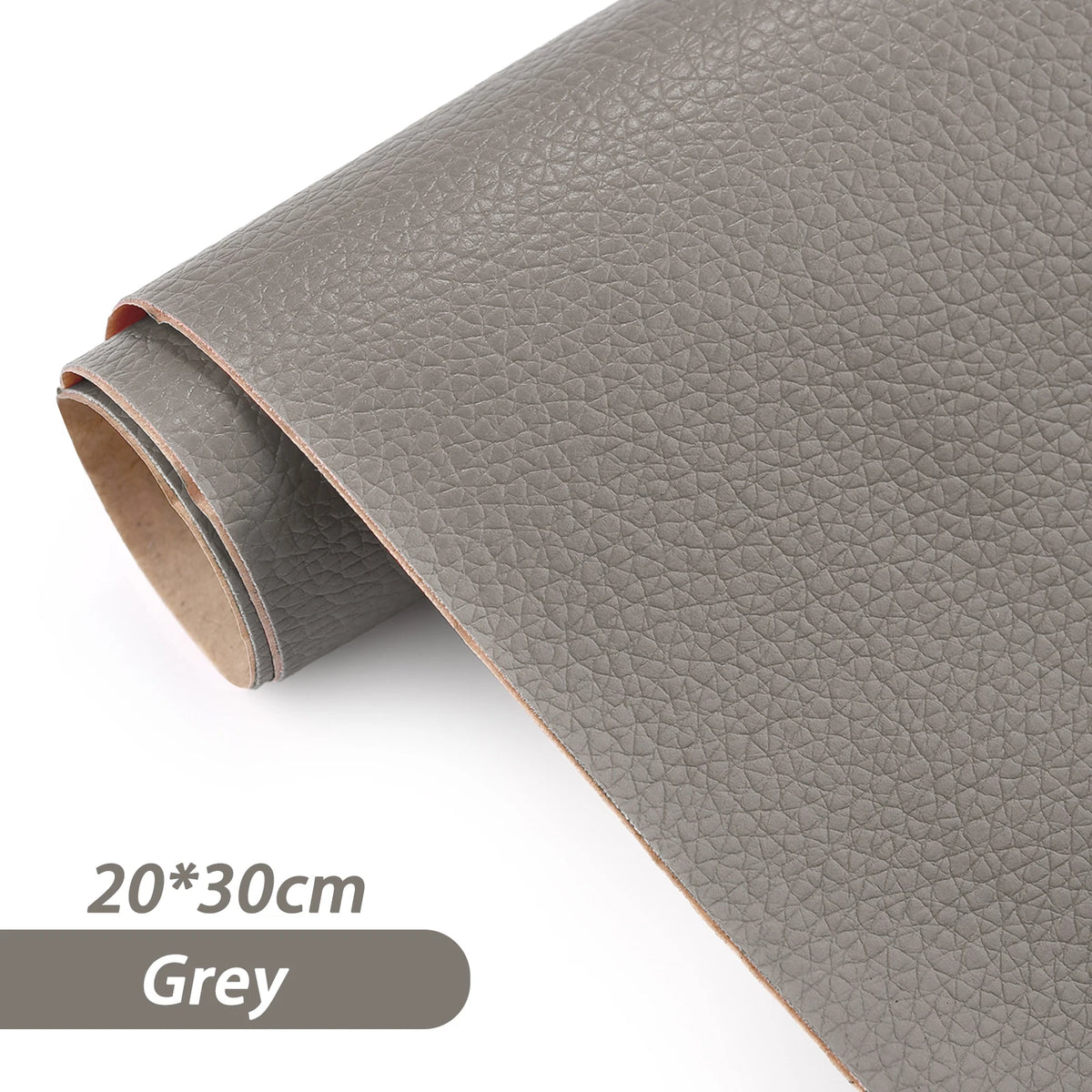 Roll of grey self-adhesive PU leather repair patches for fabric and bags