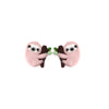 Pair of pink sloth silicone beads with green leaves for DIY crafts