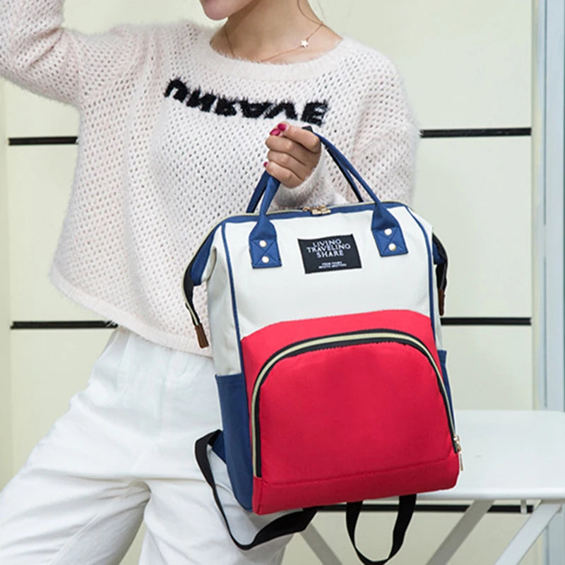 Canvas Baby Diaper Bag with Thermal Bottle Pockets & Hanging Design