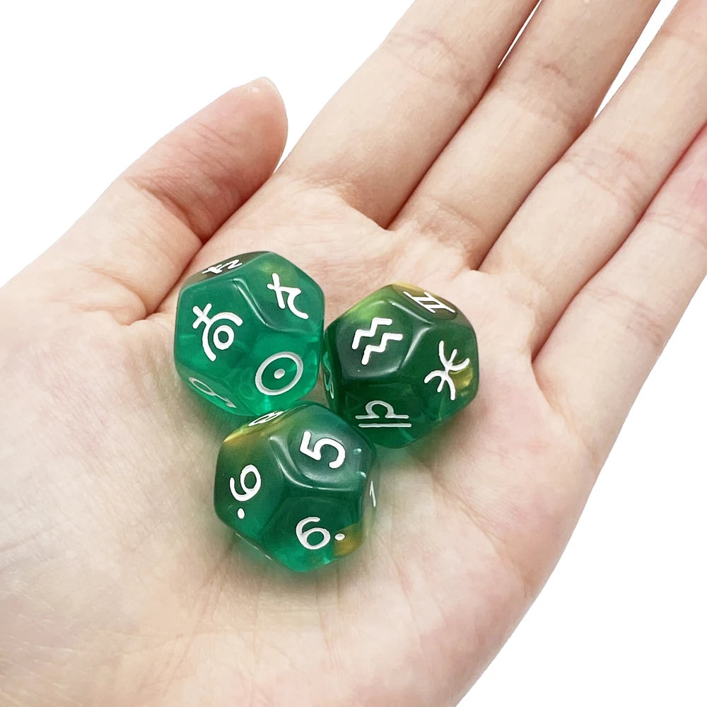 Astrology Divination Dice Set – 3 D12 Constellation Dice for Guidance and Insight