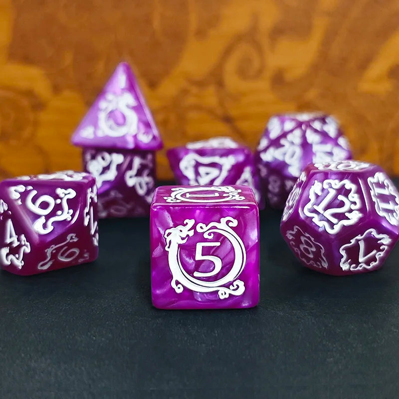Dragon Pattern Polyhedral Dice Set for RPG & Tabletop Gaming