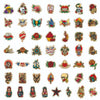 A collection of retro tattoo and cartoon stickers featuring various designs for laptops, luggage, and more.
