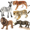 Realistic Wild Animal Figures - Leopard, Tiger, Lion, Elephant, Zebra Set