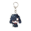 Acrylic keychain featuring an anime character with dark hair and a bow