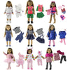 A collection of casual outfit sets for 18-inch dolls featuring various clothing styles and colors.