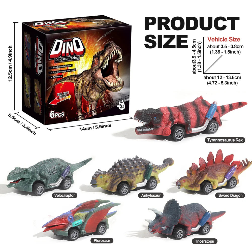 Dinosaur Pull-Back Toy Car Set for Kids