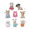 A collection of Sylvanian Families blind bag collectible figures featuring various animal characters.