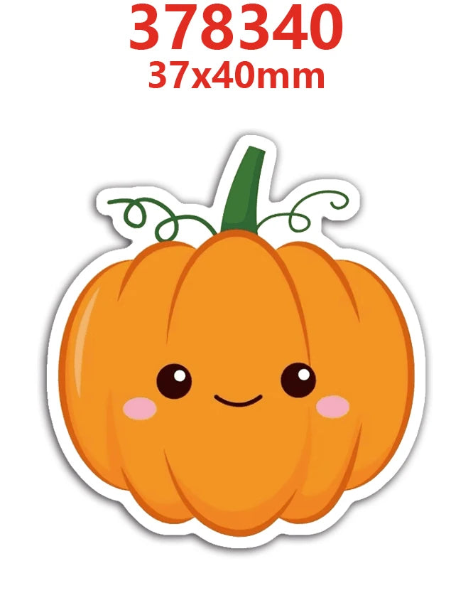 An orange pumpkin with a smiling face, used as an autumn flatback resin décor for DIY crafts.