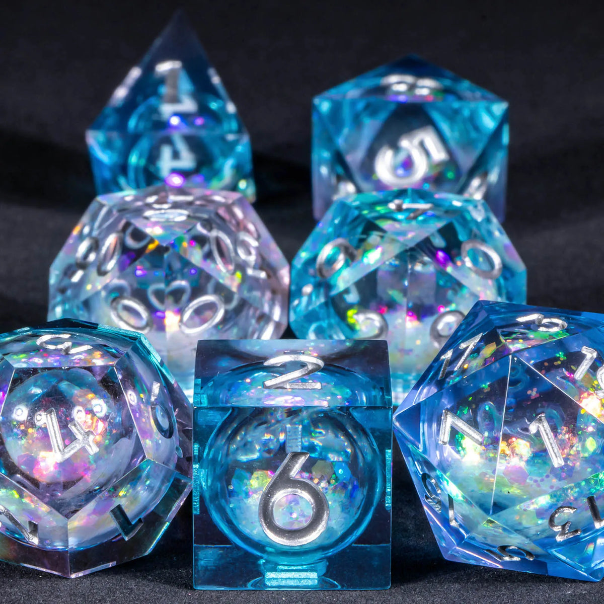 Liquid Core Dice Set for Dungeons & Dragons | Sharp Edge Resin RPG Dice