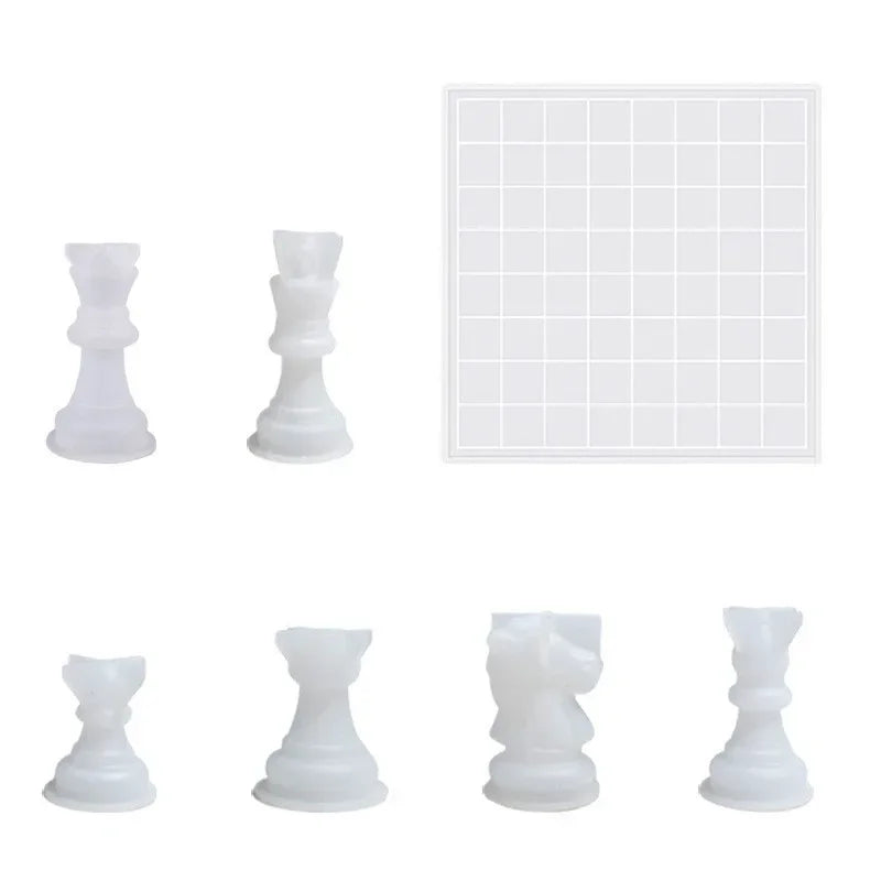 3D Chess Piece Silicone Mold Kit for Resin Casting and DIY Craft