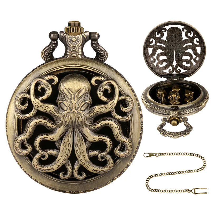 Octopus Pocket Watch Dice Set with Chain