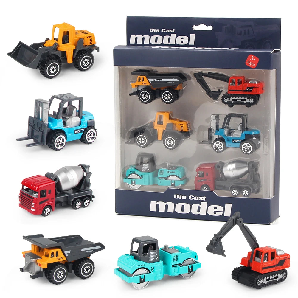 Die-Cast Metal Construction Truck Set - 6 Classic Vehicles