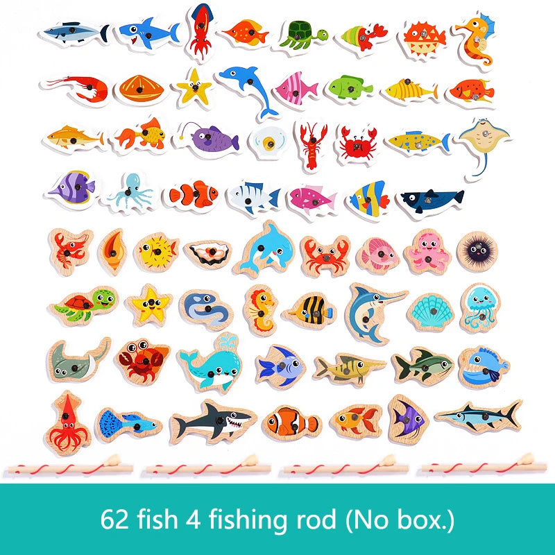Wooden Magnetic Fishing Game for Kids