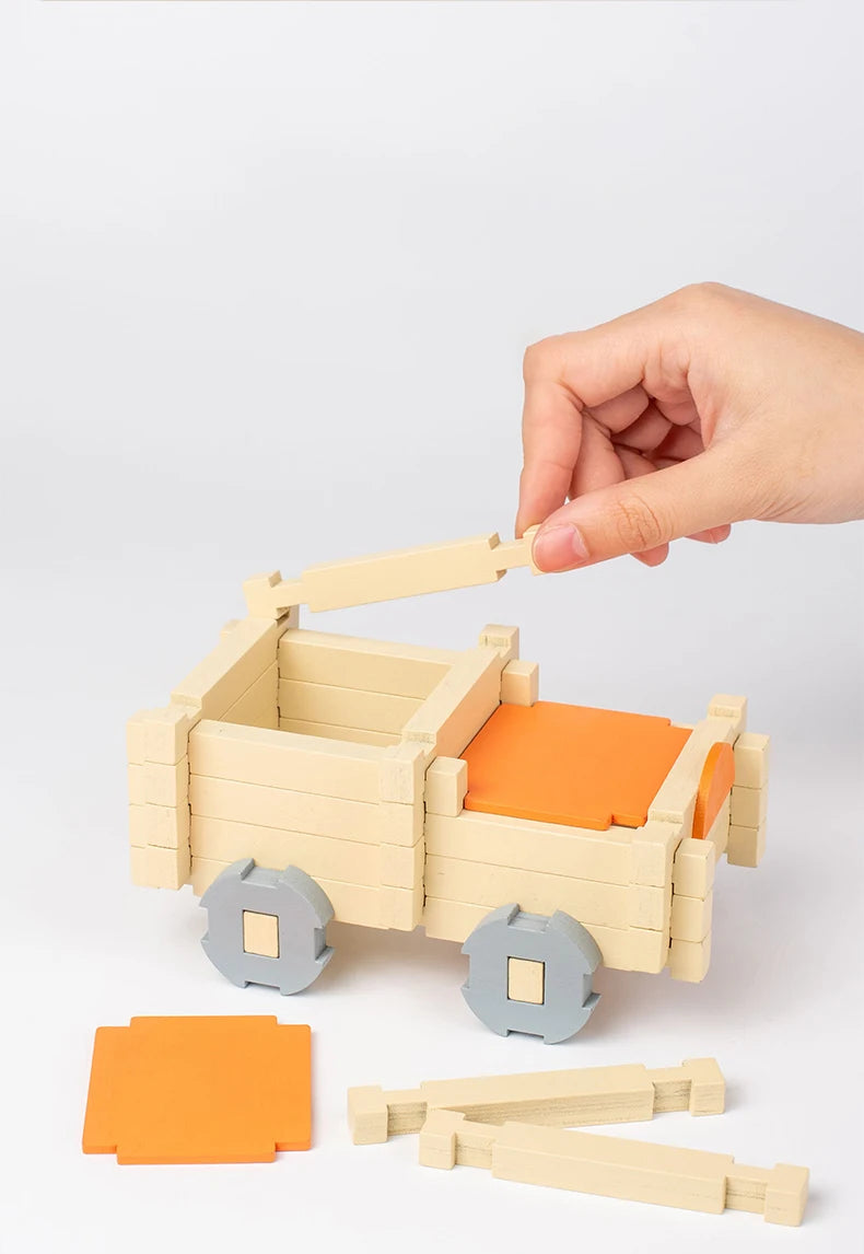 Natural Wooden Building Blocks Set for Toddlers