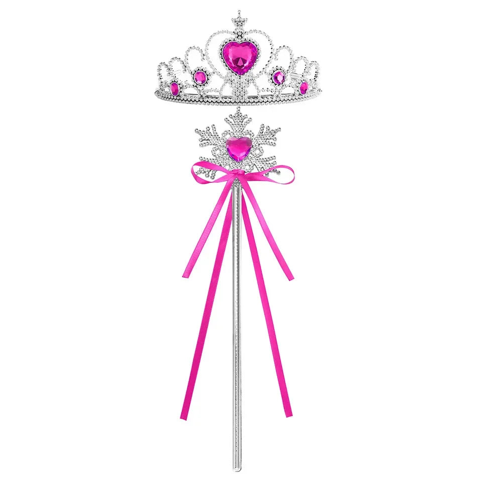 A silver and pink royal princess dress-up playset featuring a crown and wand.