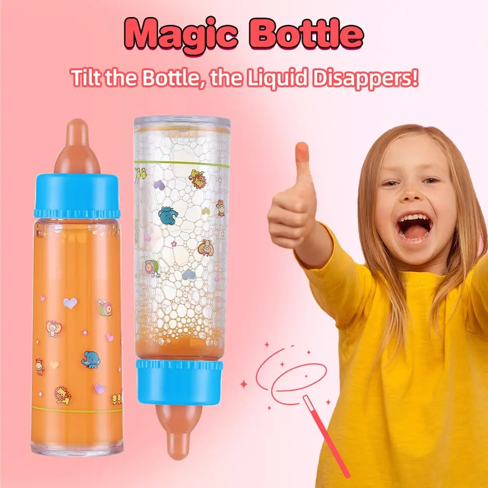 Magic Disappearing Milk Bottle Pretend Play Set for Dolls