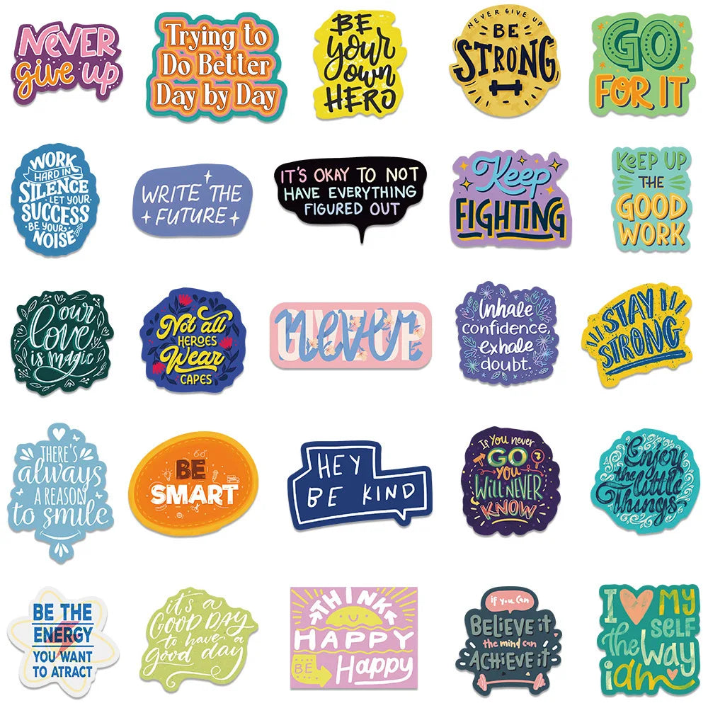 Inspirational Quote Decal Stickers for Laptops, Water Bottles & More