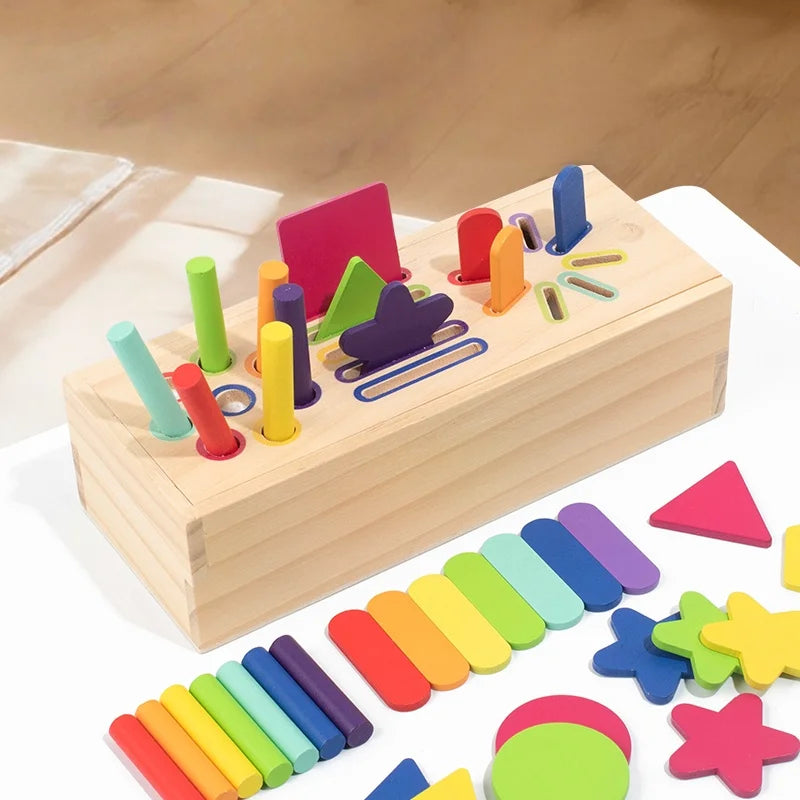 Wooden Color and Shape Sorting Box for Early Learning