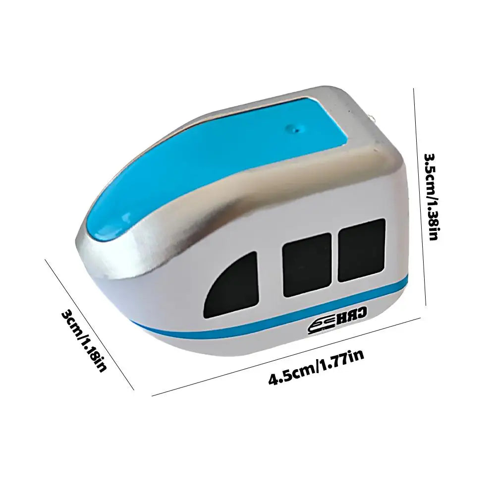 Silver and blue anti-gravity magnetic mini train with USB-C rechargeable battery