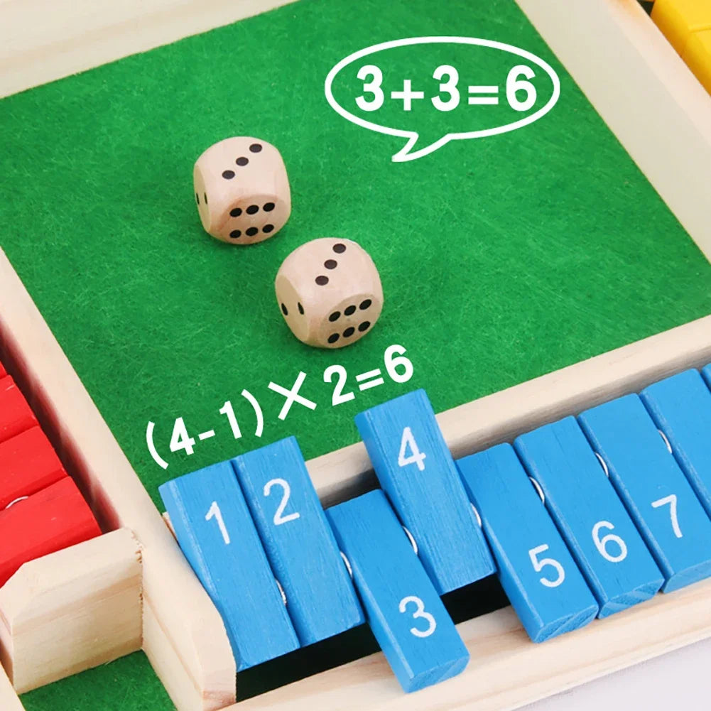 Classic Wooden Shut the Box Dice Game for Family Fun