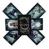 A set of twelve dark and light-colored oracle cards featuring mystical imagery for divination.