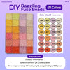 A grid of 24 colors of fuse beads for DIY craft projects, showing the color wheel and product information.