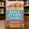 Guide d'étude biblique relié en spirale avec fond terre cuite et texte bleu, intitulé Débutant en étude biblique