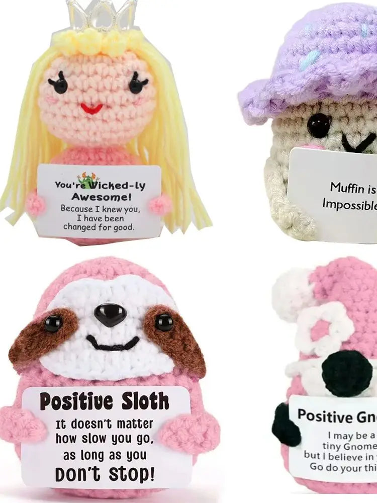 Emotional Support Crochet Doll – Funny Positive Gift for Friends & Desk Decor