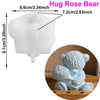 White silicone mold shaped like a hug rose bear for making candles and resin