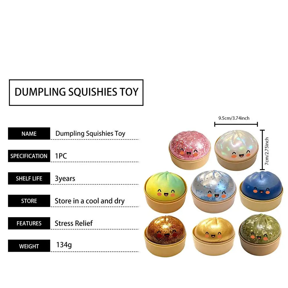 Squishy Steamed Bun Stress Ball with Slow-Rising Glitter
