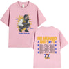 Pink t-shirt featuring a graphic design related to the Hit Me Hard and Soft Tour