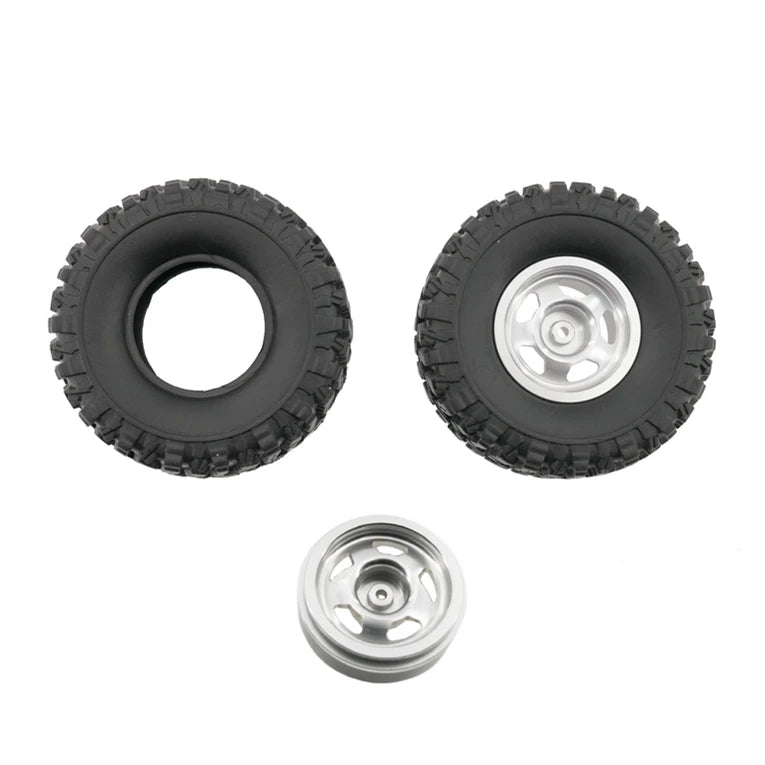 RC Car Metal Wheel Rims with Soft Rubber Tires (Set of 4)