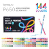 Langqo P650 Acrylic Painting Gel Pen Plus set featuring 14 colors of vibrant pens.
