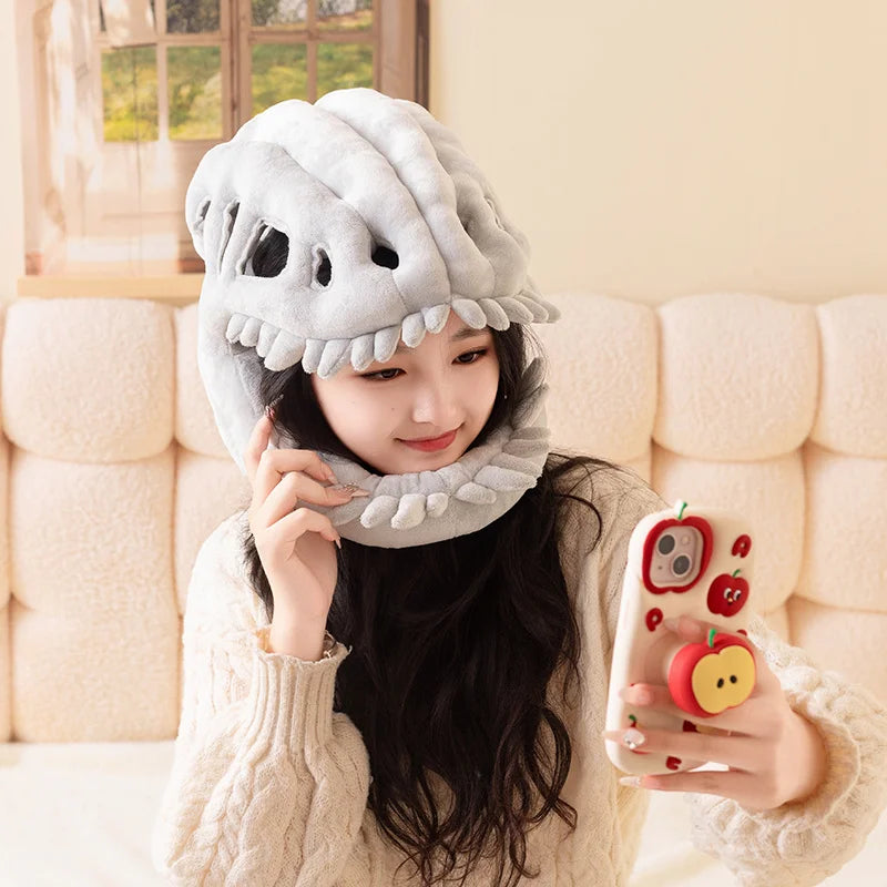 Plush Skeleton Dinosaur Headgear Halloween Costume
