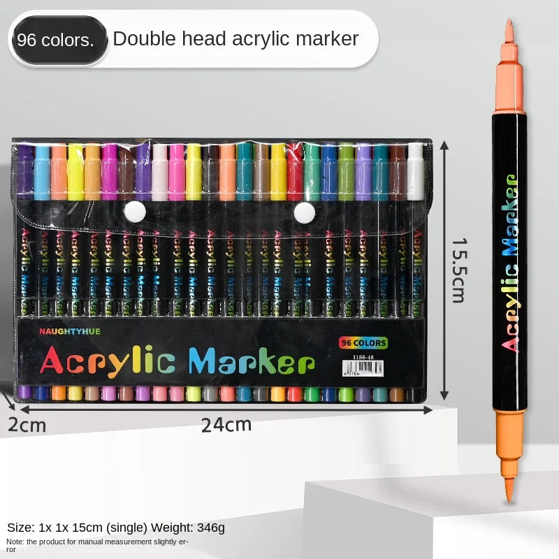 48-Color Acrylic Paint Markers with Dual Tips for Art & Craft