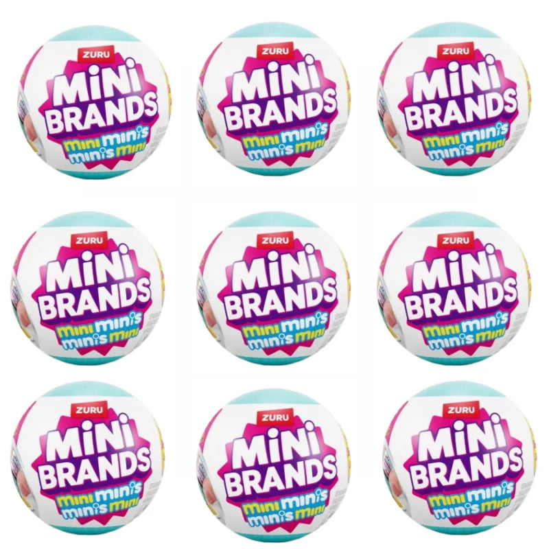 A collection of Mini Brands surprise refrigerator collectible toys in various colors and packaging.