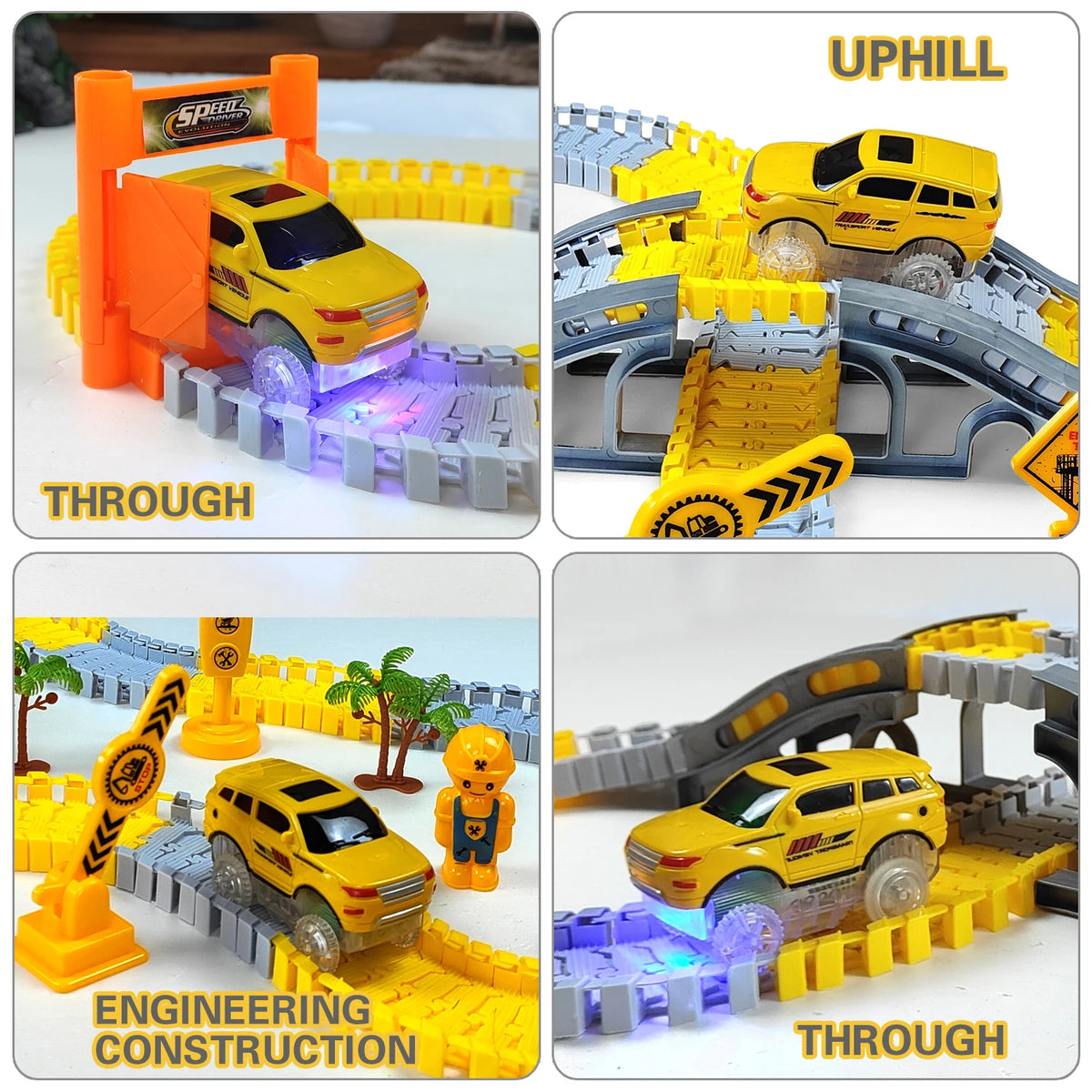 Electric Track Car Toy Set for Kids with Engineering Vehicles