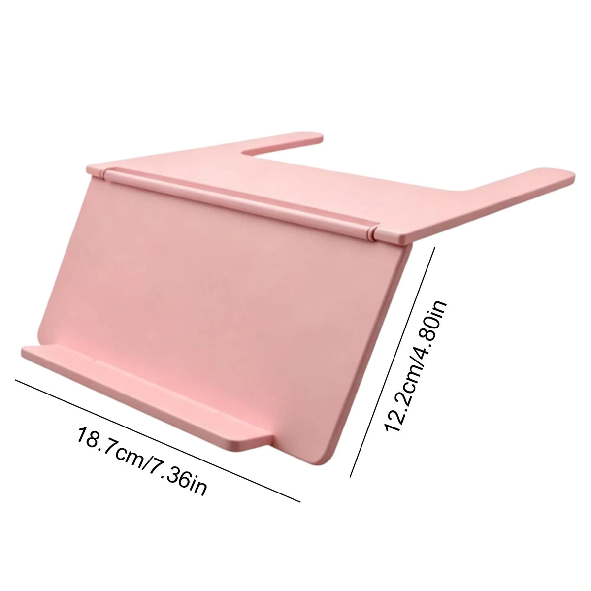 A pink foldable Mahjong card holder with a non-slip stand shown from the side.