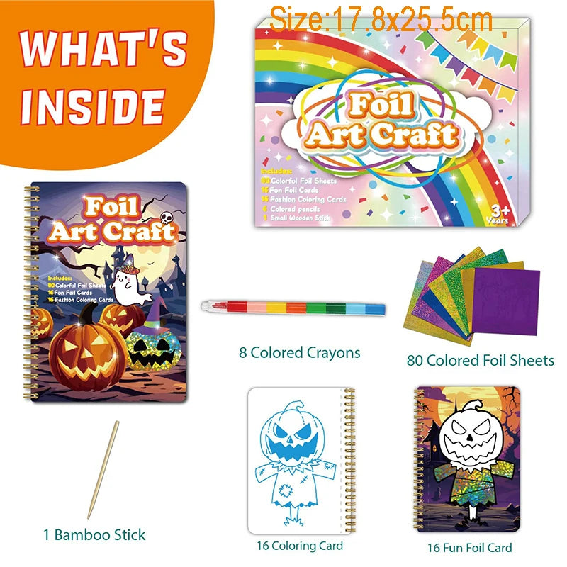 Kids Foil Art Activity Set with Coloring Book