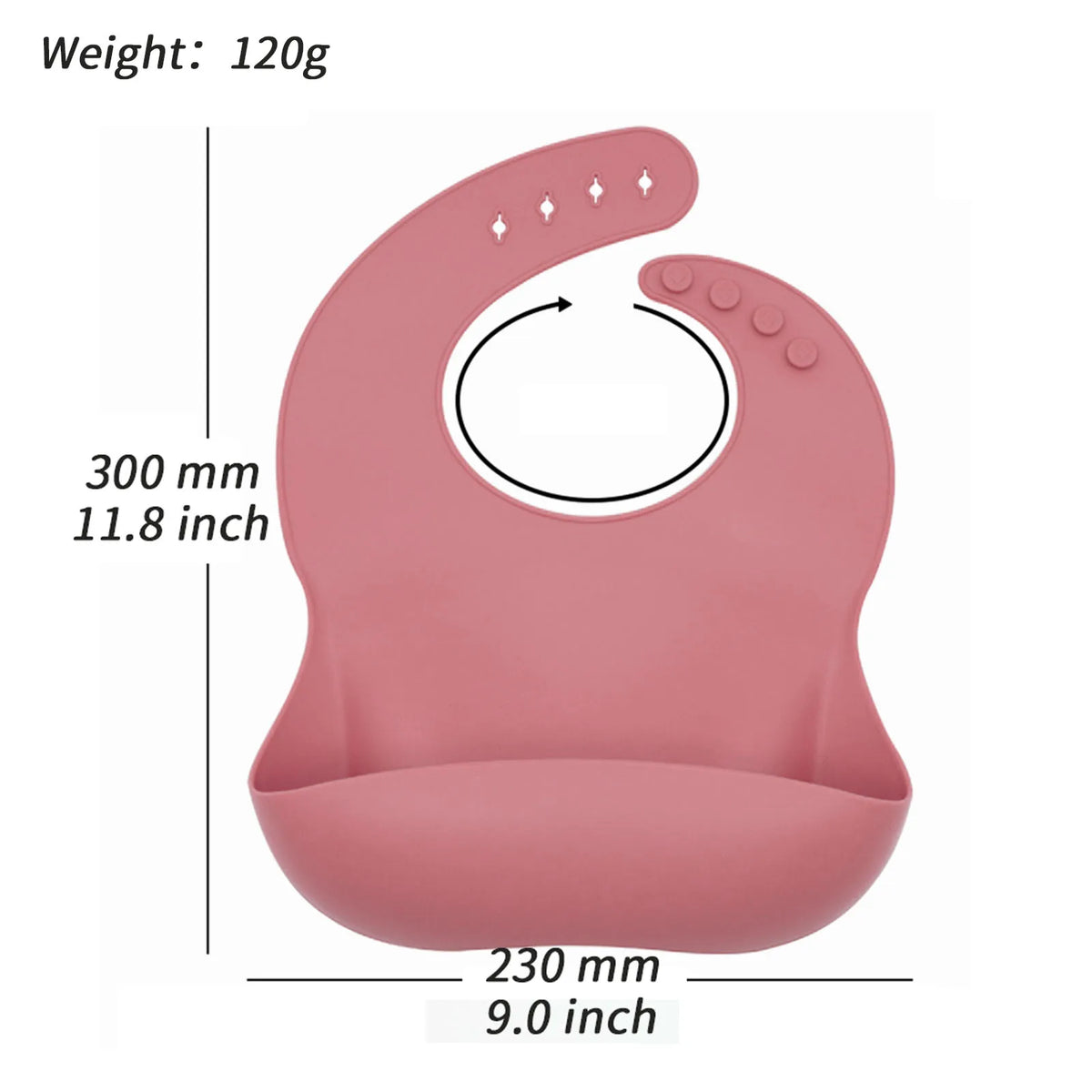 Adjustable Silicone Baby Bib with Food Catcher Pocket