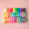 A collection of colorful air dry clay modeling shapes in various shades and colors packaged in a clear plastic bag.