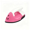 A pink and white Perler bead crafting tool with a white handle is shown against a white background.
