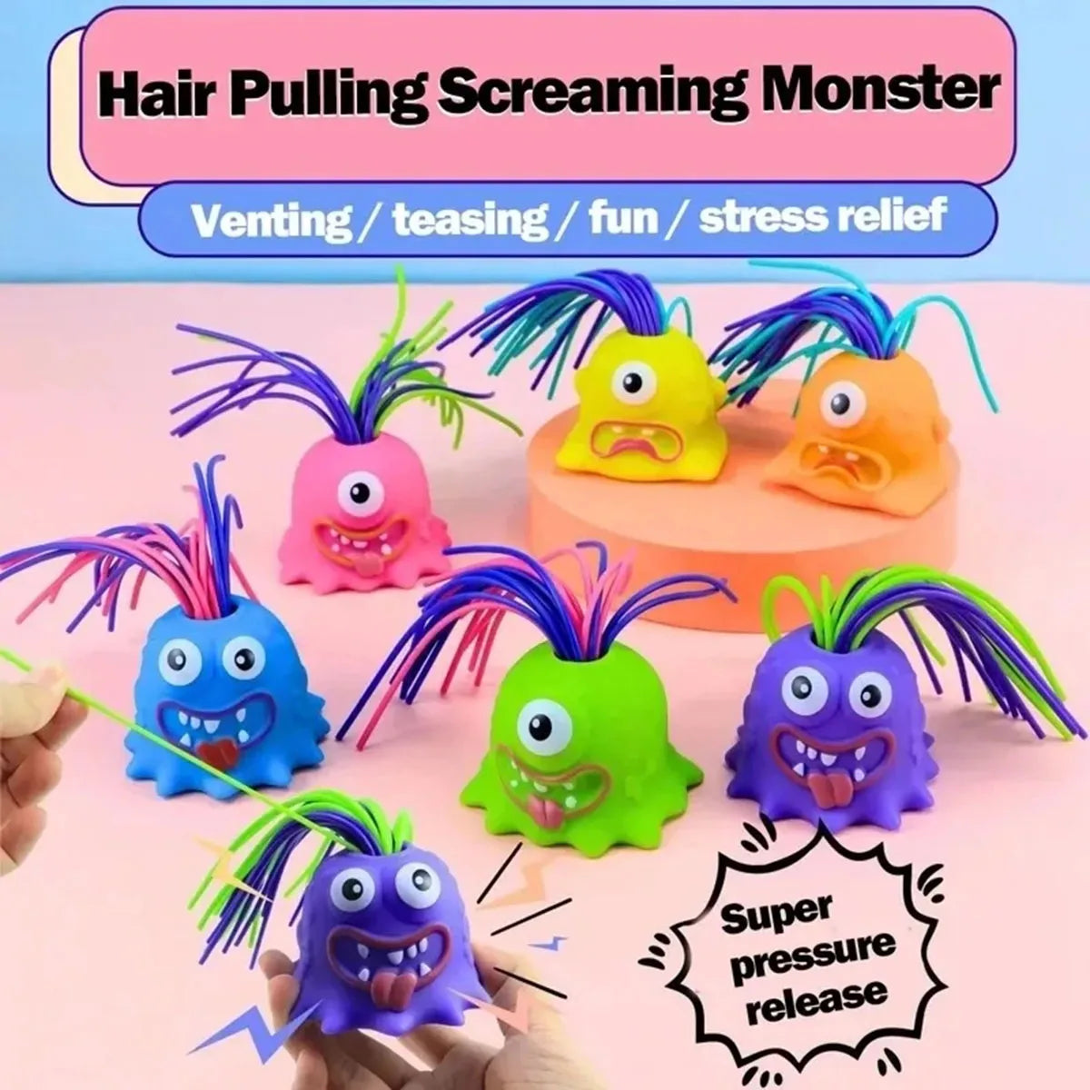 Colorful screaming monster toys designed for venting and stress relief